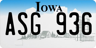 IA license plate ASG936