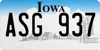 IA license plate ASG937
