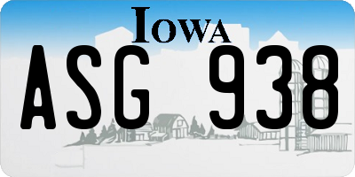 IA license plate ASG938