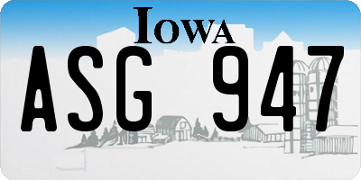 IA license plate ASG947