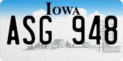 IA license plate ASG948
