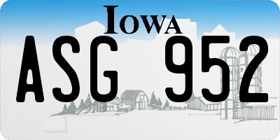 IA license plate ASG952