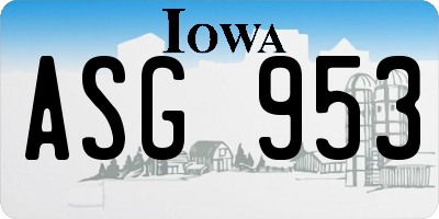 IA license plate ASG953