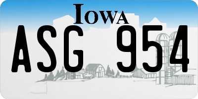 IA license plate ASG954