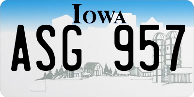 IA license plate ASG957