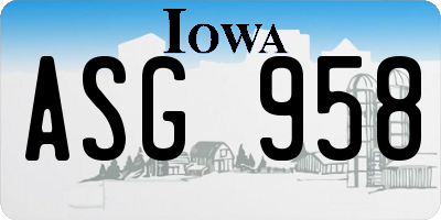 IA license plate ASG958