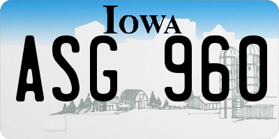 IA license plate ASG960