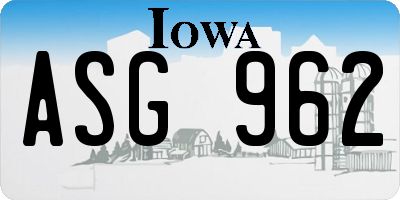 IA license plate ASG962