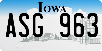 IA license plate ASG963