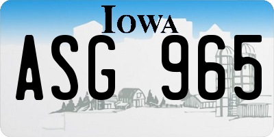 IA license plate ASG965