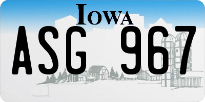 IA license plate ASG967