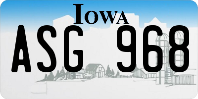 IA license plate ASG968