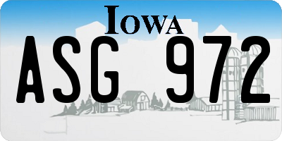 IA license plate ASG972