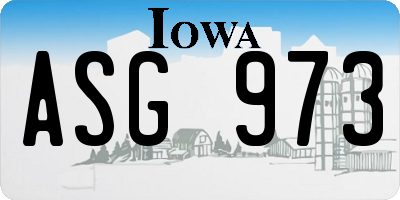 IA license plate ASG973