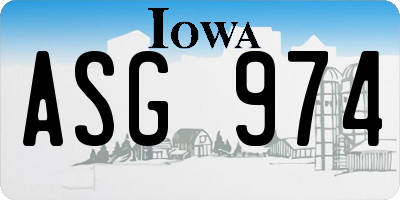 IA license plate ASG974