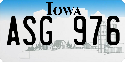 IA license plate ASG976