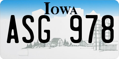 IA license plate ASG978