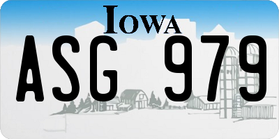 IA license plate ASG979