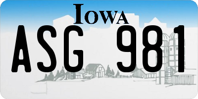 IA license plate ASG981