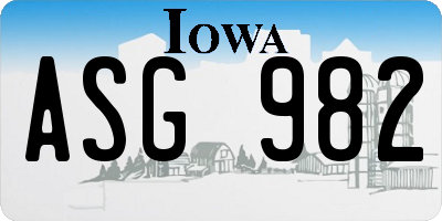 IA license plate ASG982