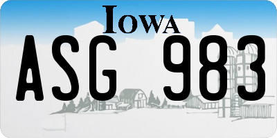 IA license plate ASG983