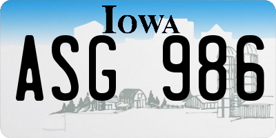 IA license plate ASG986