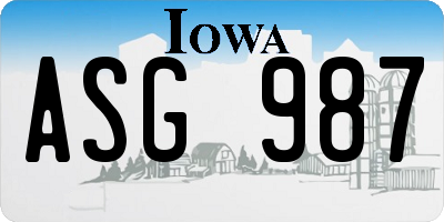 IA license plate ASG987