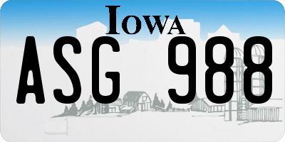 IA license plate ASG988