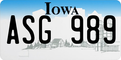 IA license plate ASG989