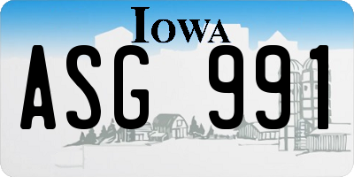 IA license plate ASG991