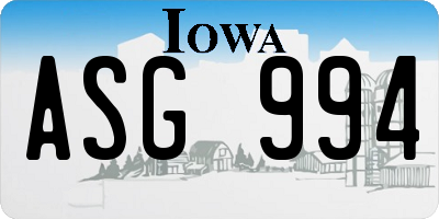 IA license plate ASG994