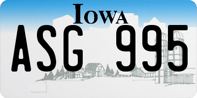 IA license plate ASG995