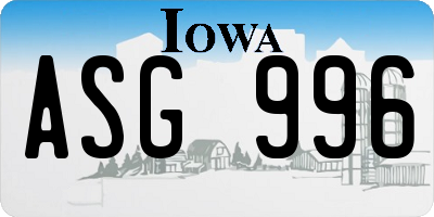 IA license plate ASG996