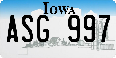 IA license plate ASG997