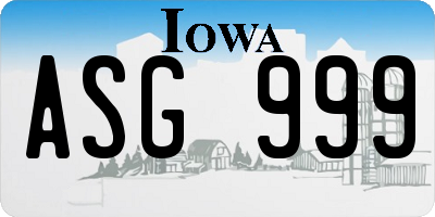 IA license plate ASG999