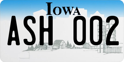 IA license plate ASH002