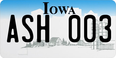IA license plate ASH003