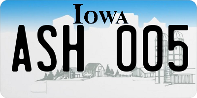 IA license plate ASH005