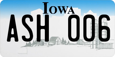 IA license plate ASH006