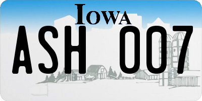 IA license plate ASH007