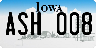 IA license plate ASH008