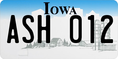IA license plate ASH012