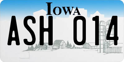 IA license plate ASH014