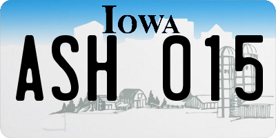 IA license plate ASH015