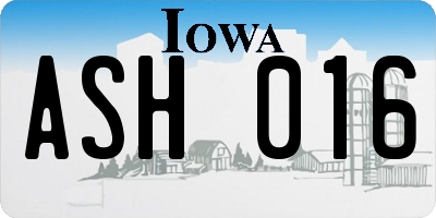IA license plate ASH016