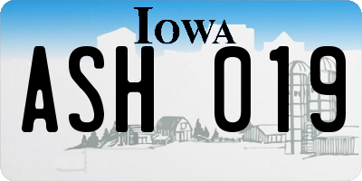 IA license plate ASH019