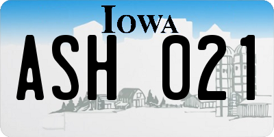 IA license plate ASH021