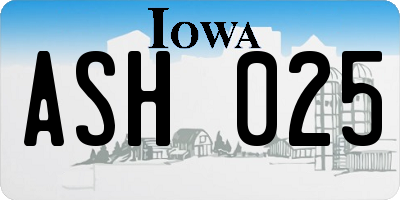 IA license plate ASH025