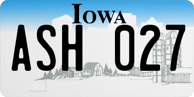 IA license plate ASH027