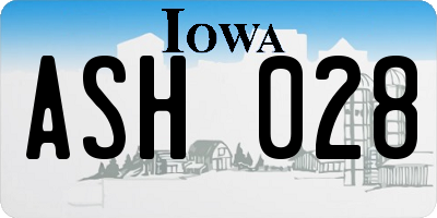 IA license plate ASH028